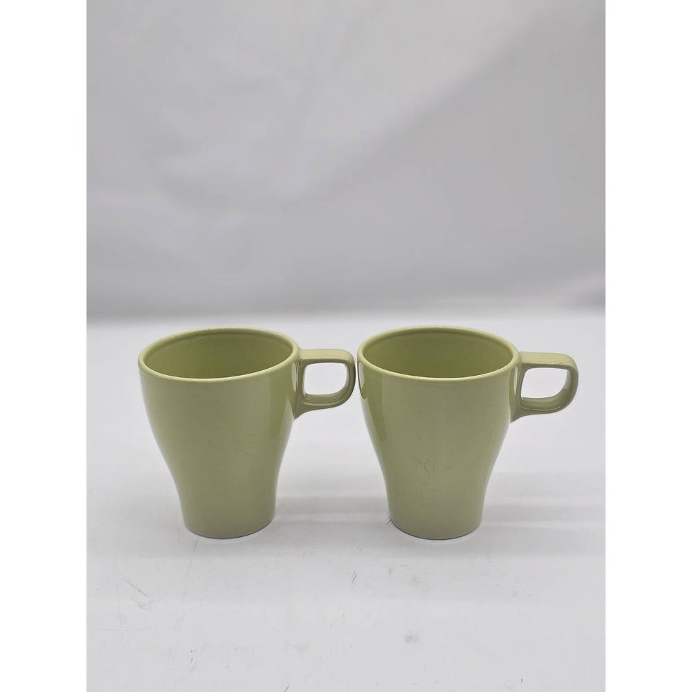 IKEA FARGRIK  21734 Coffee Tea Cups Mugs Set of 2 Green Stoneware Stackable